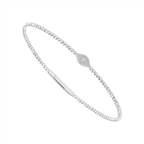 0.08 Ctw Flexible Diamond Eye Bangle Bracelet in White Gold and Sterling Silver