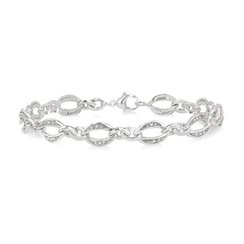 1/10 Ctw Round Cut Diamond Infinity Bracelet in Sterling Silver