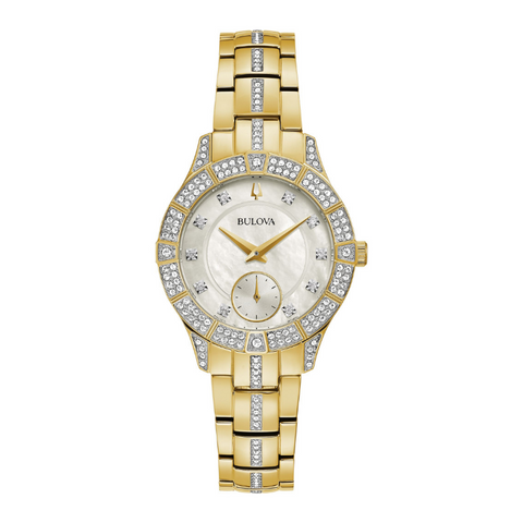 Bulova Ladies White Dial Gold-Tone Stainless Steel Phantom Watch 98L283