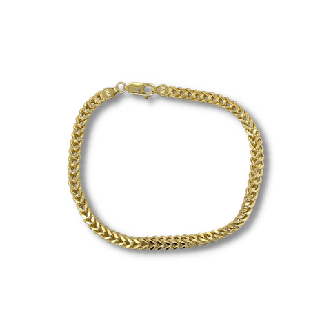 10 Karat Yellow Gold 8 Inch 3.5mm Round Hollow Byzantine Bracelet