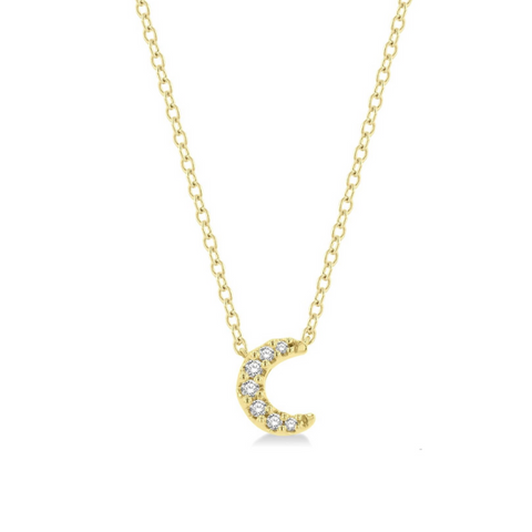 1/20 ctw Crescent Round Cut Diamond Petite Fashion Pendant With Chain in 10K Yellow Gold