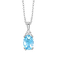 10 Karat White Gold Oval Blue Topaz Diamond Pendant