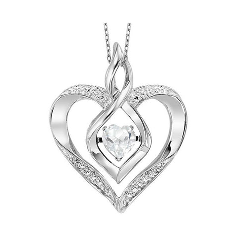 Rhythm of Love Lab Created Heart Shape White Topaz Pendant in Sterling Silver