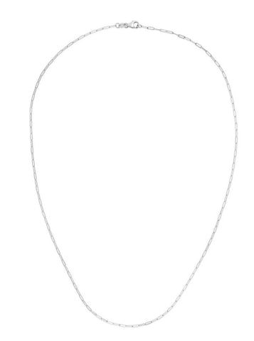 14k White Gold 18 Inch 1.5mm Paperclip Chain