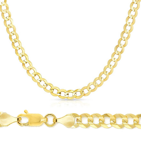 10 Karat Yellow Gold 22 Inch 8mm Flat Curb Chain