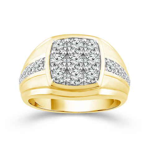 14 Karat Yellow Gold 1.50 Ctw Men's Diamond Fashion Ring