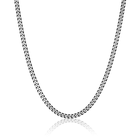 Italgem Black IP 5.5mm Brushed Diamond Cut Cuban Link Chain 24 Inches