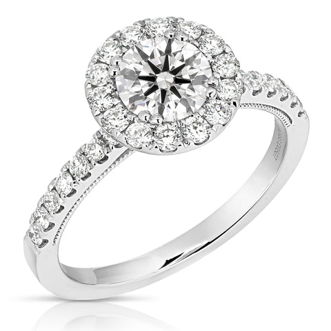 2 1/2 Ctw Round Halo Lab Grown Diamond Engagement Ring in 14 Karat White Gold