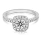 1 1/4 Ctw Round Diamond Cushion Halo Engagement Ring in White Gold