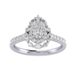 1 1/3 Ctw Pear Shape Halo Lab Grown Diamond Engagement Ring in 14 Karat White Gold