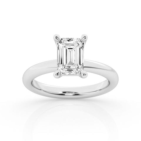 1 1/2 Ct Emerald Cut Lab Grown Diamond Solitaire Engagement Ring