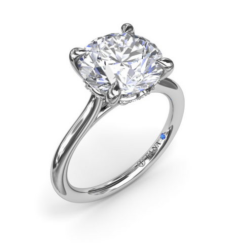 Fana Classic Hidden Halo Diamond Engagement Ring Setting in 14 Karat White Gold