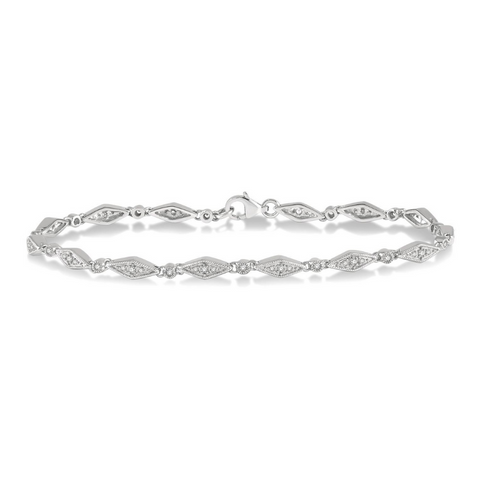 1/3 Ctw Round Cut Diamond Shape Fashion Bracelet in 10K White Gold