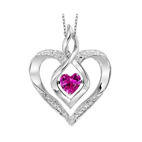 Rhythm of Love Lab Created Heart Shape Pink Tourmaline Pendant in Sterling Silver