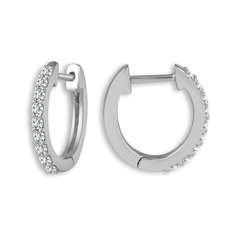 14k White Gold 0.25ctw Diamond Hoop Earrings