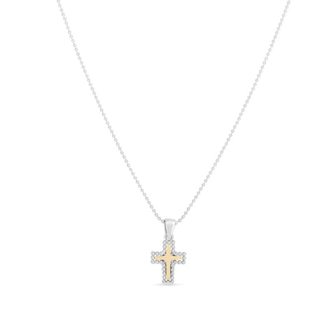 Phillip Gavriel Sterling Silver 18K Gold Cross Beaded Pendant