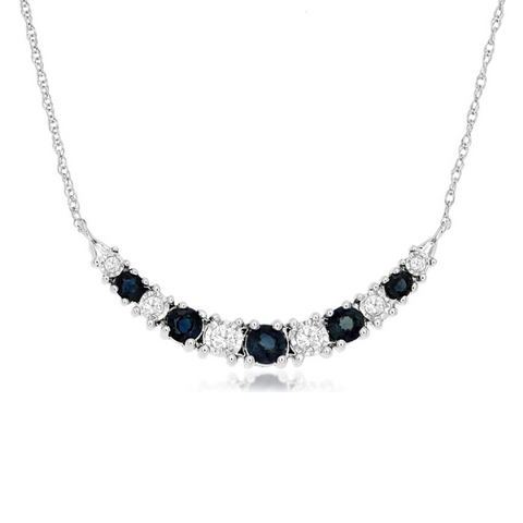 White Gold Sapphire and Diamond Necklace