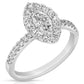 1 Ctw Marquise Diamond Halo Engagement Ring in White Gold