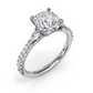 Fana Dynamic Cushion Cut Pear Side Stone Diamond Engagement Ring Setting in 14 Karat White Gold