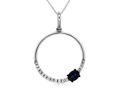 14k White Gold 0.32ctw Sapphire and Diamond Pendant