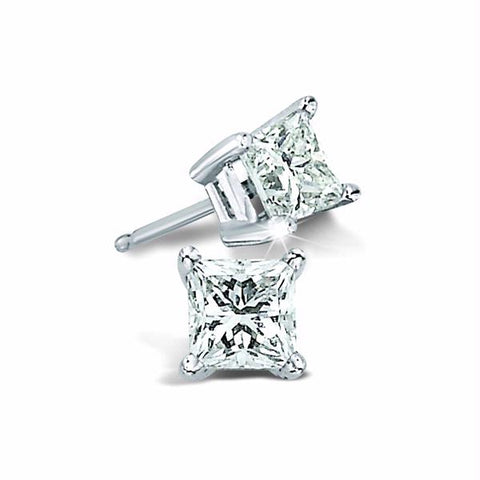 14k White Gold 0.33ctw Princess Cut Diamond Four Prong Studs