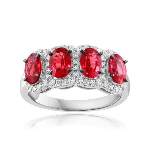 18K White Gold Ruby and Diamond Ring