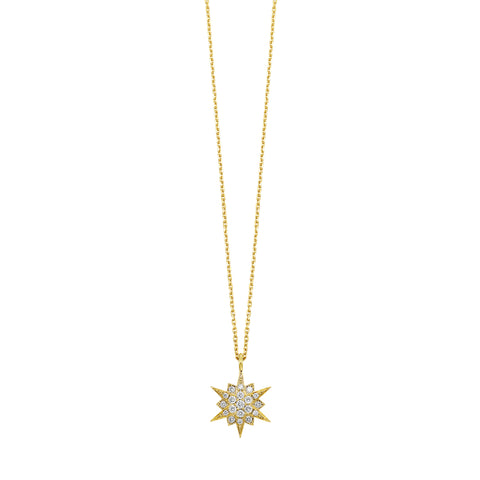 1/8 Ctw Diamond Star Pendant in 14 Karat Yellow Gold