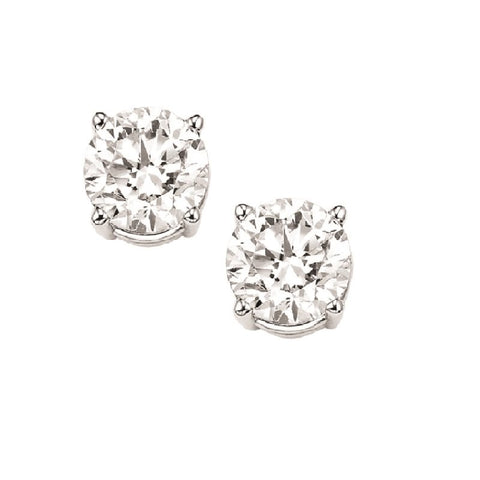 14 Karat White Gold 1/2 Carat Round Diamond Stud Earrings