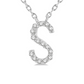 1/20 ctw Initial 'S' Round Cut Diamond Pendant With Chain in 10K White Gold