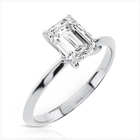 1 Carat Emerald Cut Lab Grown Diamond Knife Edge Solitaire Engagement Ring