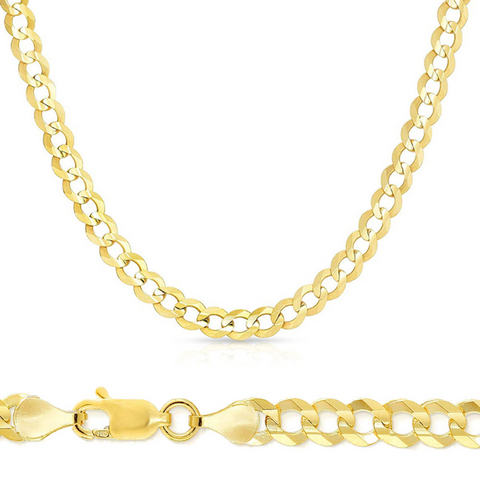 10 Karat Yellow Gold 24 Inch 7mm Flat Curb Chain