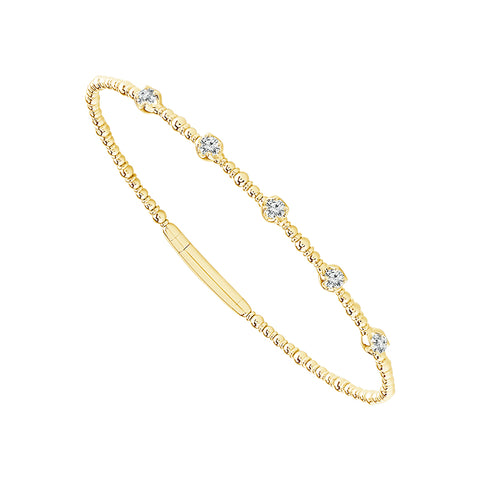 1/3 Ctw Flexible Diamond Station Bangle Bracelet in Yellow Gold