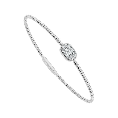 1/3 Ctw Flexible Diamond Bangle Bracelet in 14 Karat White Gold