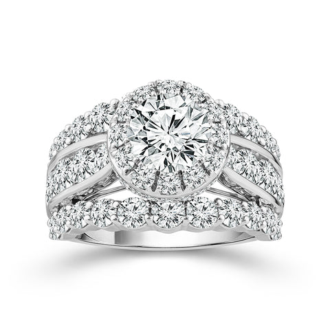 5.00 Ctw Bloom Bridal Round Halo Lab Grown Diamond Engagement Ring in 14k White Gold