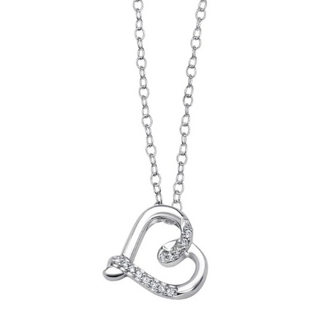 Diamond Heart Pendant in Sterling Silver