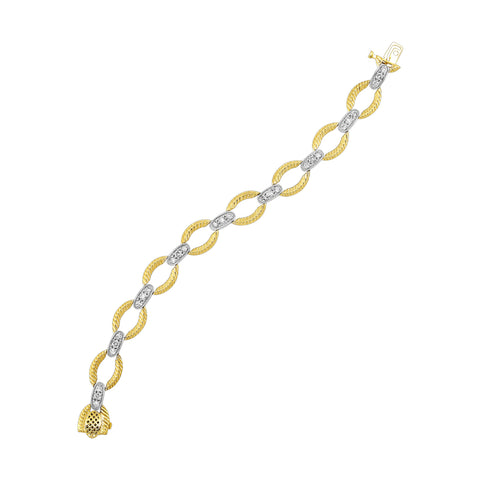 2.00 Ctw Diamond Rope Link Bracelet in 14k Two-Tone Gold