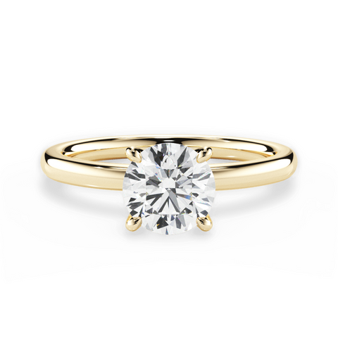 4 Carat Round Lab Grown Diamond Solitaire Engagement Ring in Yellow Gold