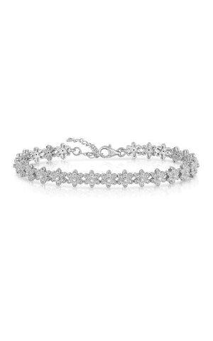 Sterling Silver Diamond Floral Bracelet - 1/10ct Diamonds