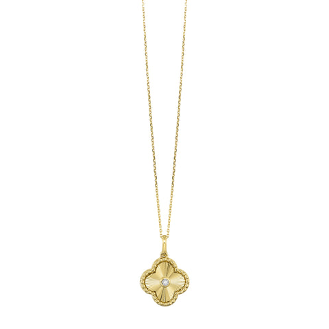 Diamond Clover Pendant in 10 Karat Yellow Gold