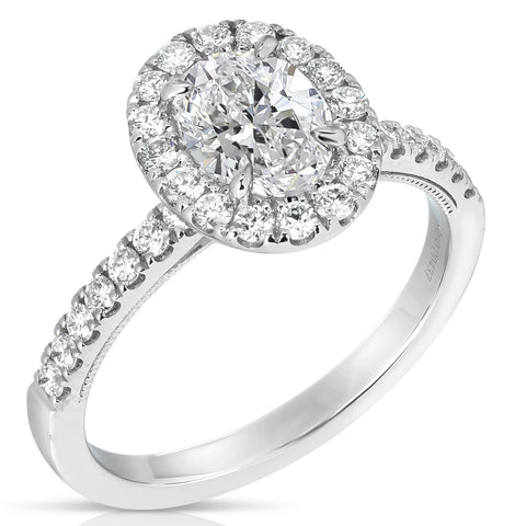 2.00 Ctw Oval Halo Lab Grown Diamond Engagement Ring in 14 Karat White Gold