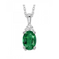 10 Karat White Gold Oval Emerald Diamond Pendant