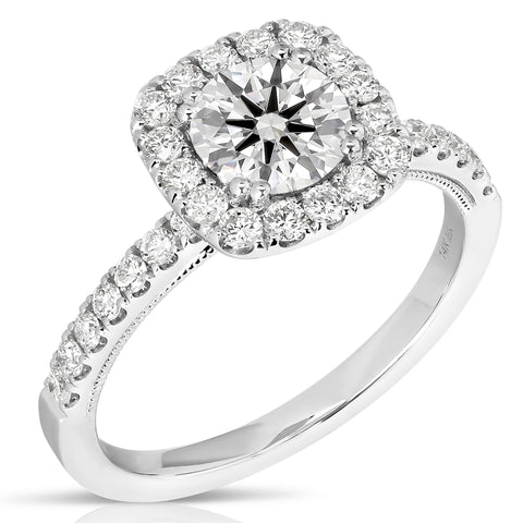 2 1/2 Ctw Cushion Halo Lab Grown Diamond Engagement Ring in 14 Karat White Gold