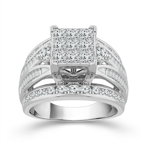 10k White Gold 3.00ctw Diamond Engagement Ring