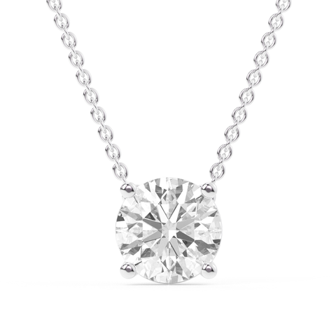 2.00 Carat Round Lab Grown Diamond Solitaire Pendant in 14 Karat White Gold