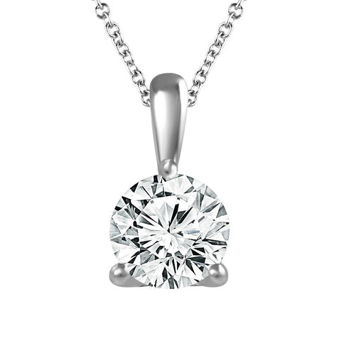 14 Karat White Gold 1.00 Carat Round Lab Grown Diamond Solitaire Pendant