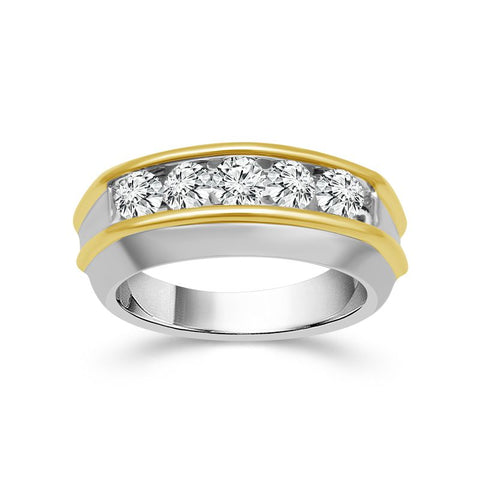 14k Two Tone Gold 0.50ctw Five Diamond Band