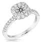 1 Ctw Round Diamond Cushion Halo Engagement Ring in White Gold