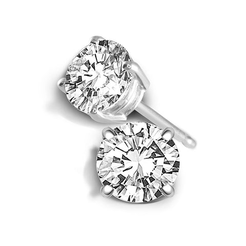 1/4 Carat Round Diamond Stud Earrings in 14 Karat White Gold