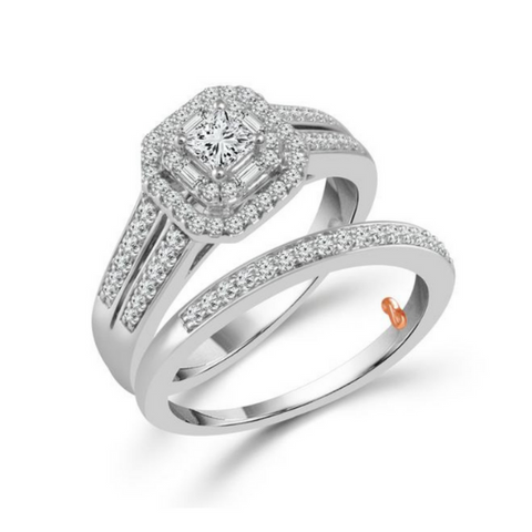 3/4 Ctw Princess Cut Diamond Wedding Set