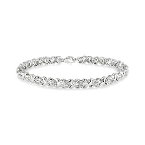 Sterling Silver 1/10ctw Diamond Heart Bracelet